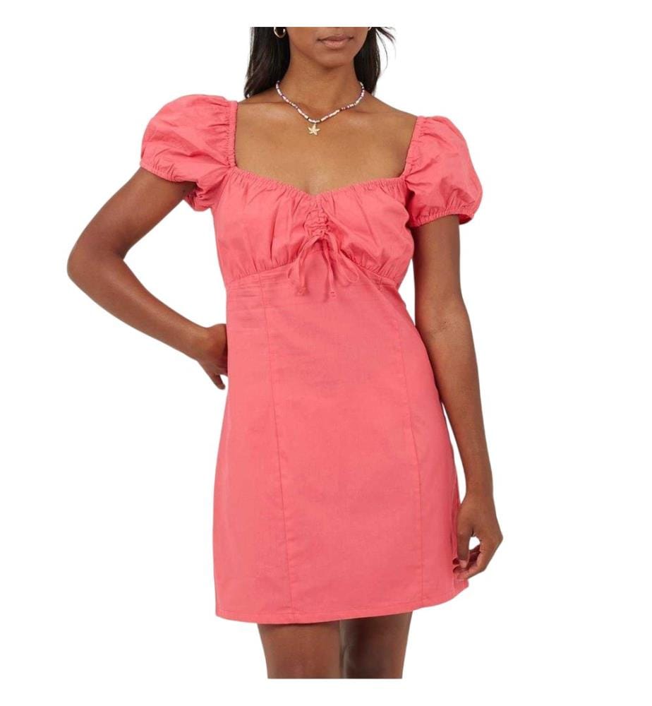 Brave Soul - Minikleid für Damen, Eckiger Ausschnitt, Puffärmel