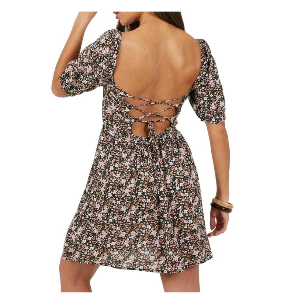 Brave Soul - Minikleid für Damen, Eckiger Ausschnitt, Puffärmel