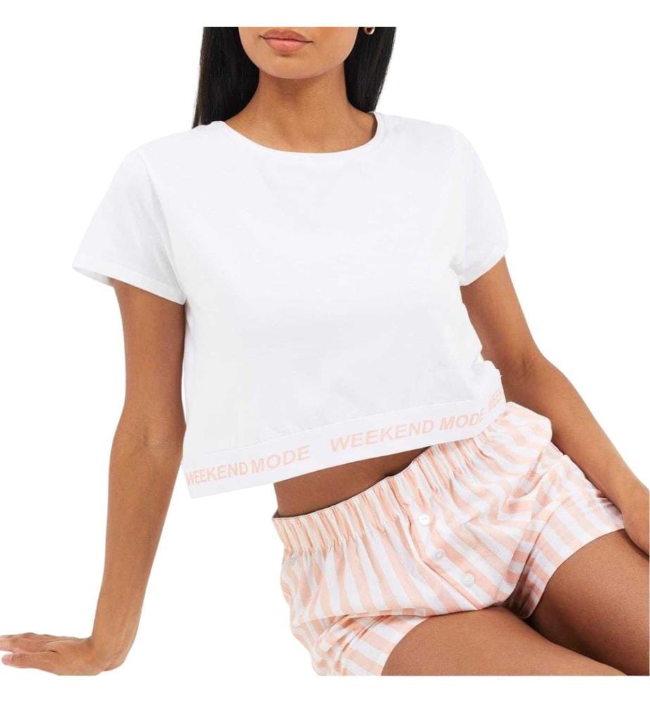 Brave Soul - "Weekend Mode" Schlafanzug mit Shorts für Damen