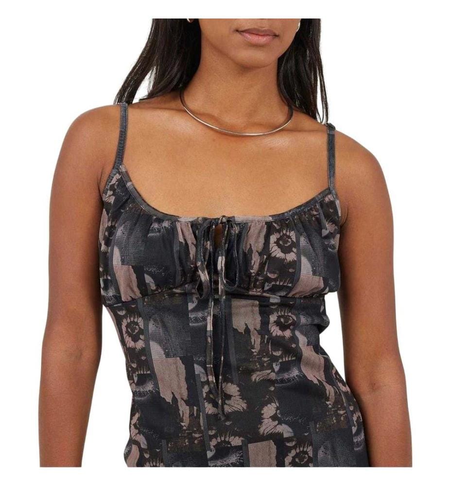 Brave Soul Abito a Sottoveste Aderente Disegno Cravatta Donna