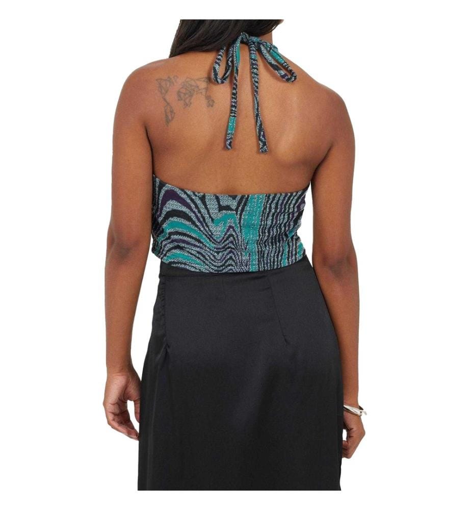 Brave Soul Top a Fascia Astratta Jacquard Donna