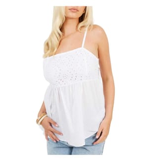 Brave Soul Canottiera A Campana Broderia Tessuto Spalline a Spaghetti Donna