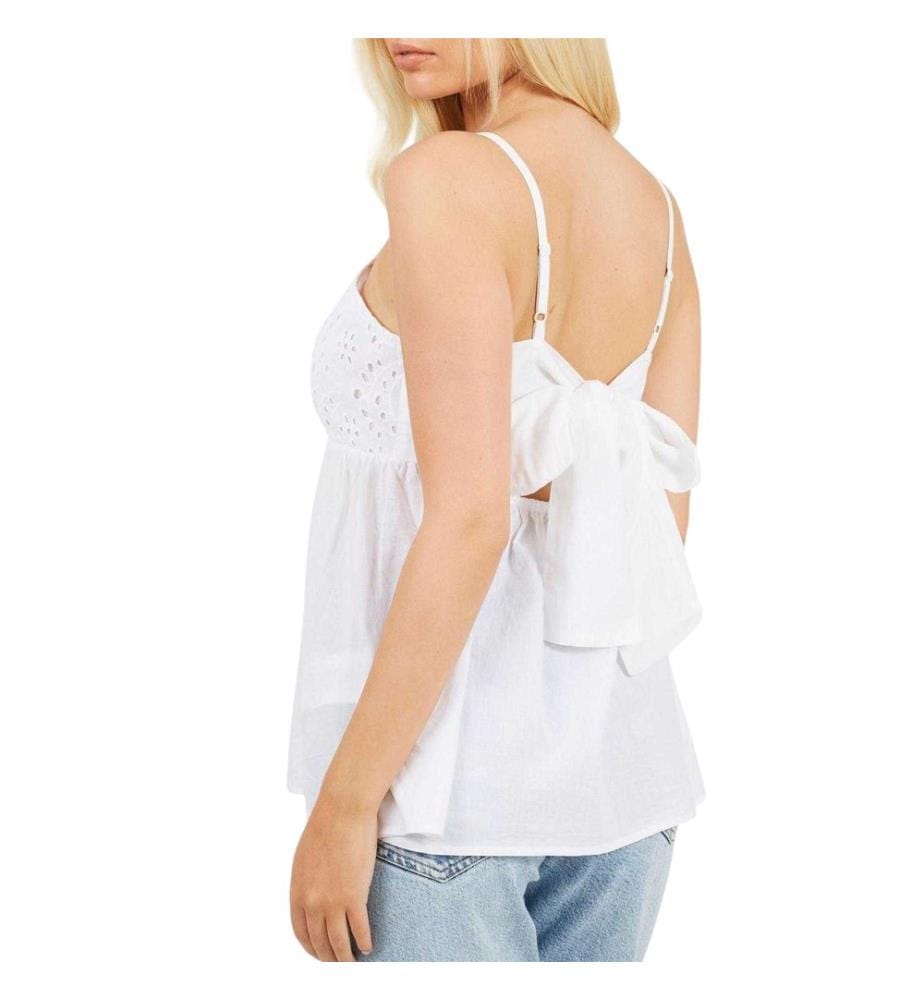 Brave Soul Canottiera A Campana Broderia Tessuto Spalline a Spaghetti Donna