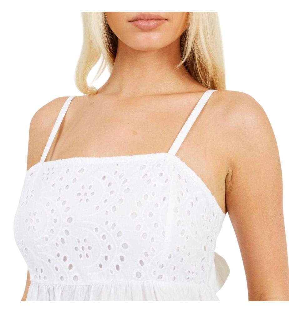 Brave Soul Canottiera A Campana Broderia Tessuto Spalline a Spaghetti Donna