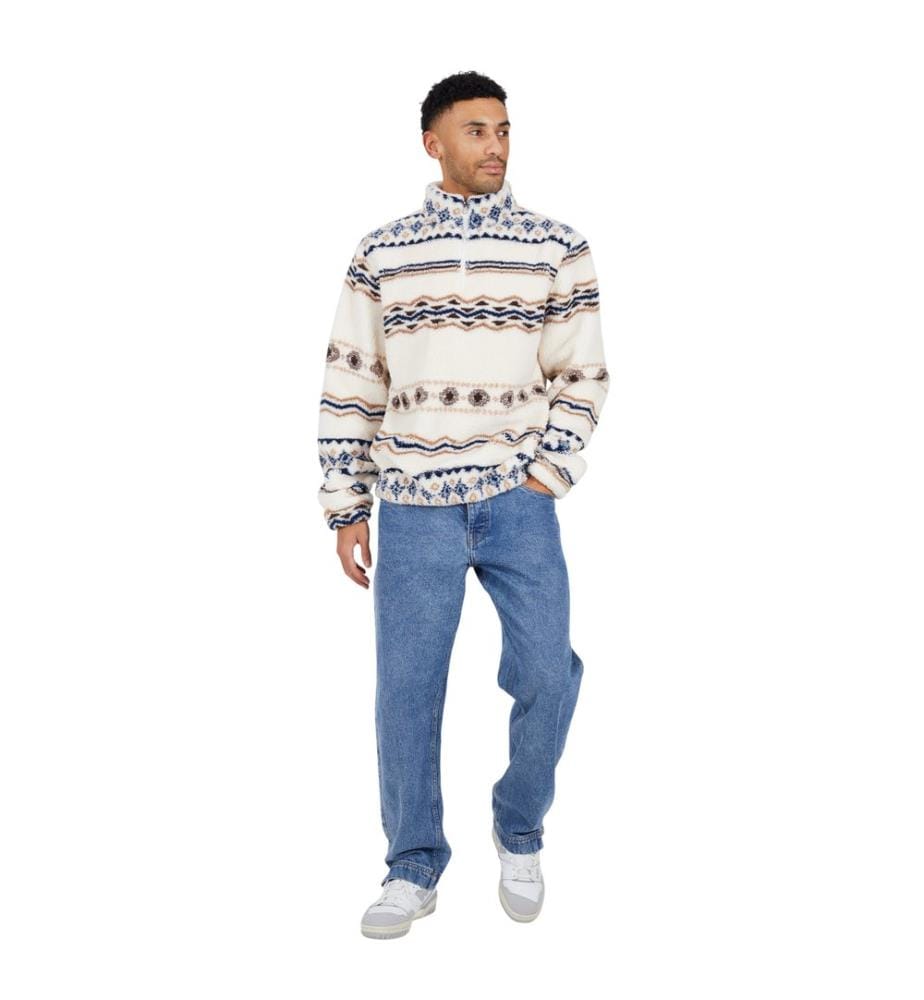 Brave Soul - Sweatshirt für Herren, mit kurzem Reissverschluss, Teddyfleece