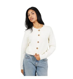 Brave Soul - Strickjacke für Damen, Rundhalsausschnitt, Baumwolle, Kastig