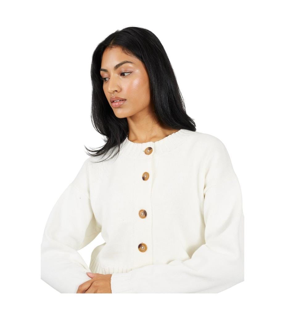 Brave Soul - Strickjacke für Damen, Rundhalsausschnitt, Baumwolle, Kastig