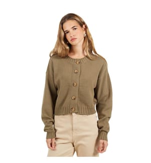 Brave Soul - Strickjacke für Damen, Rundhalsausschnitt, Baumwolle, Kastig