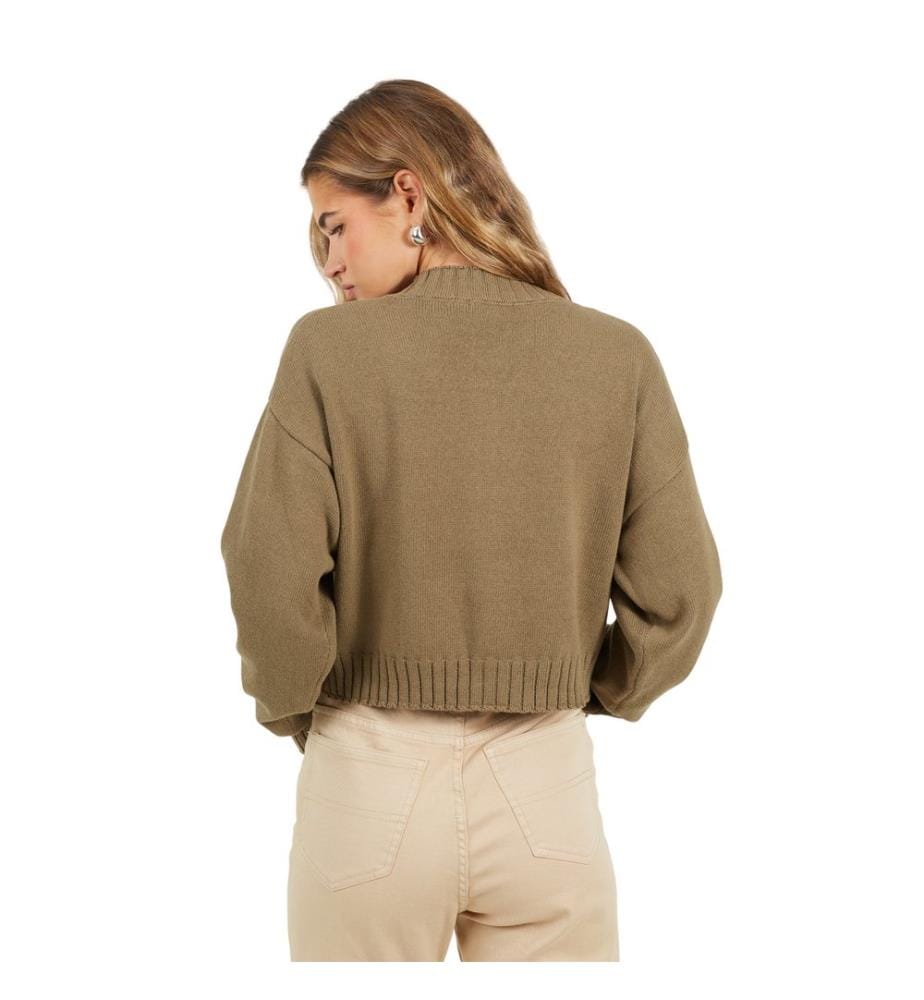 Brave Soul - Strickjacke für Damen, Rundhalsausschnitt, Baumwolle, Kastig