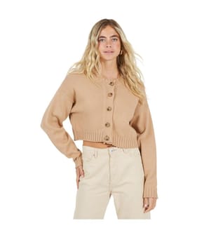 Brave Soul - Strickjacke für Damen, Rundhalsausschnitt, Baumwolle, Kastig