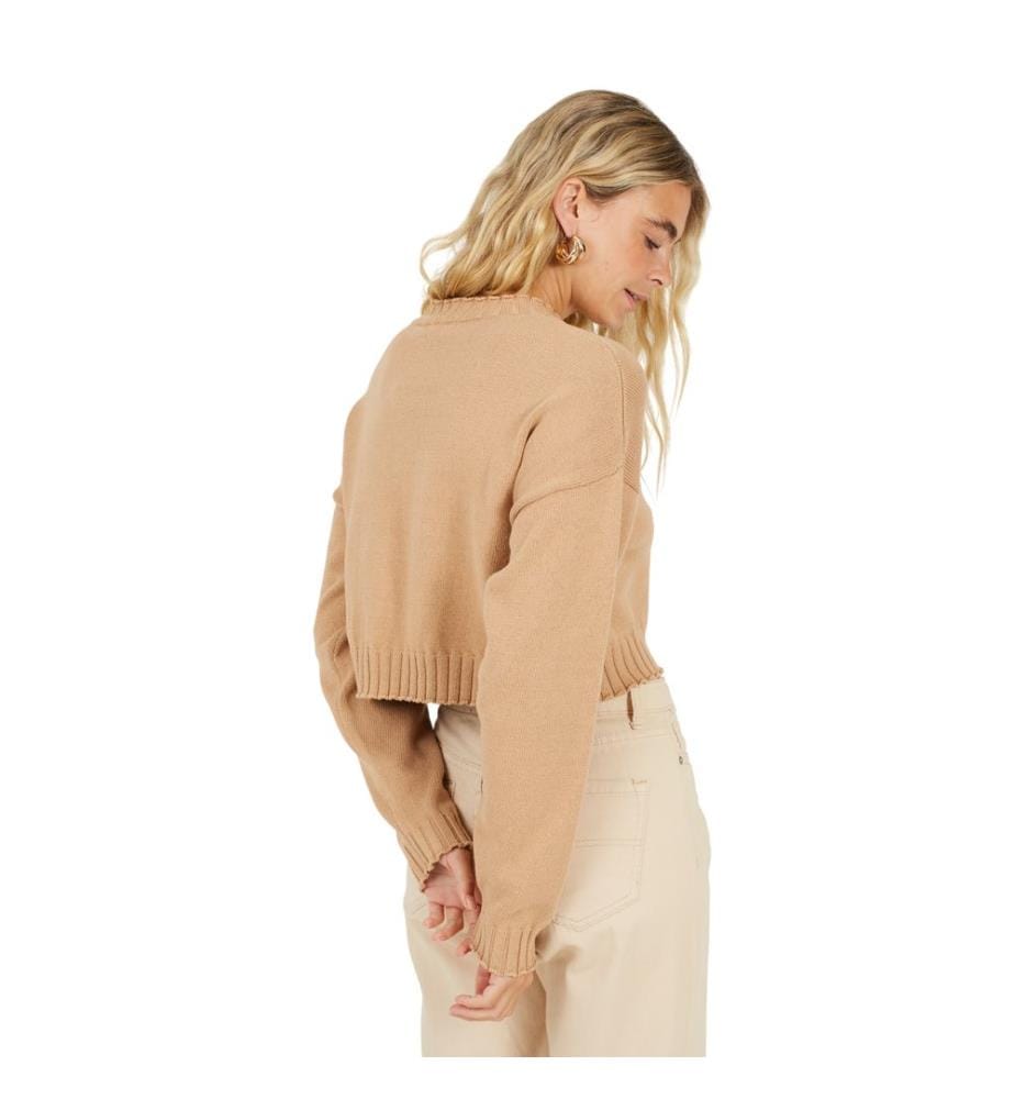 Brave Soul - Strickjacke für Damen, Rundhalsausschnitt, Baumwolle, Kastig