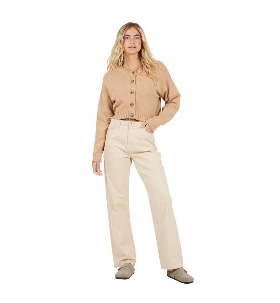Brave Soul - Strickjacke für Damen, Rundhalsausschnitt, Baumwolle, Kastig