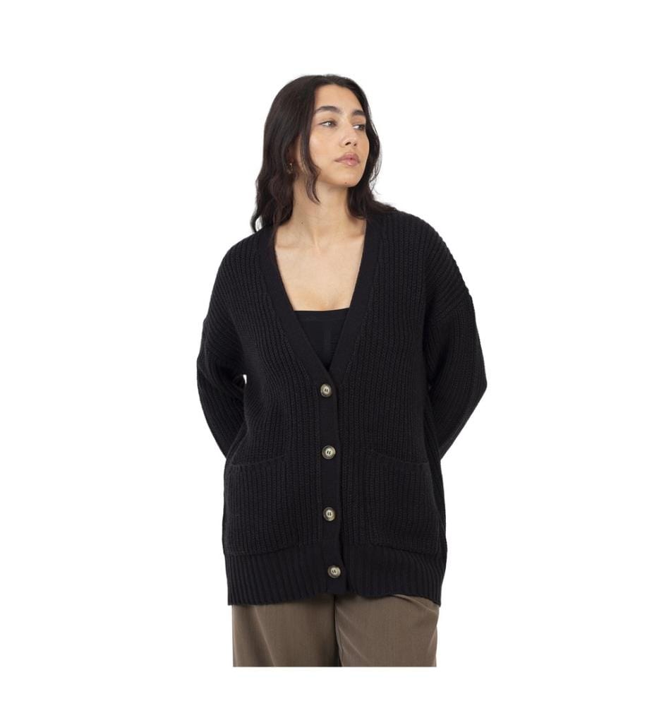 Brave Soul - "Niamos" Strickjacke für Damen, Knopfleiste, Fischnetz