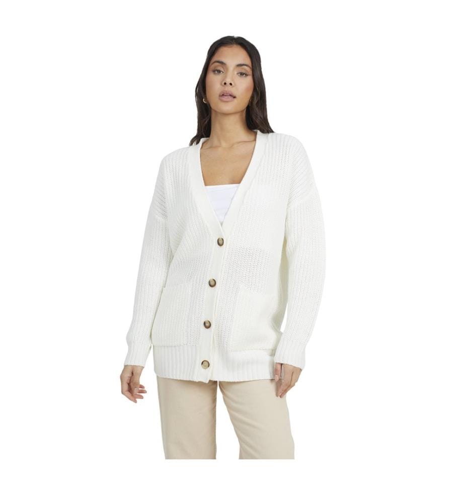 Brave Soul - "Niamos" Strickjacke für Damen, Knopfleiste, Fischnetz