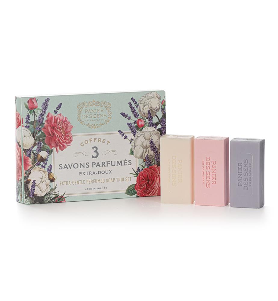Coffret de 3 savons parfumés Coton, Lavande & Nectar de Rose - 3 x 100 g