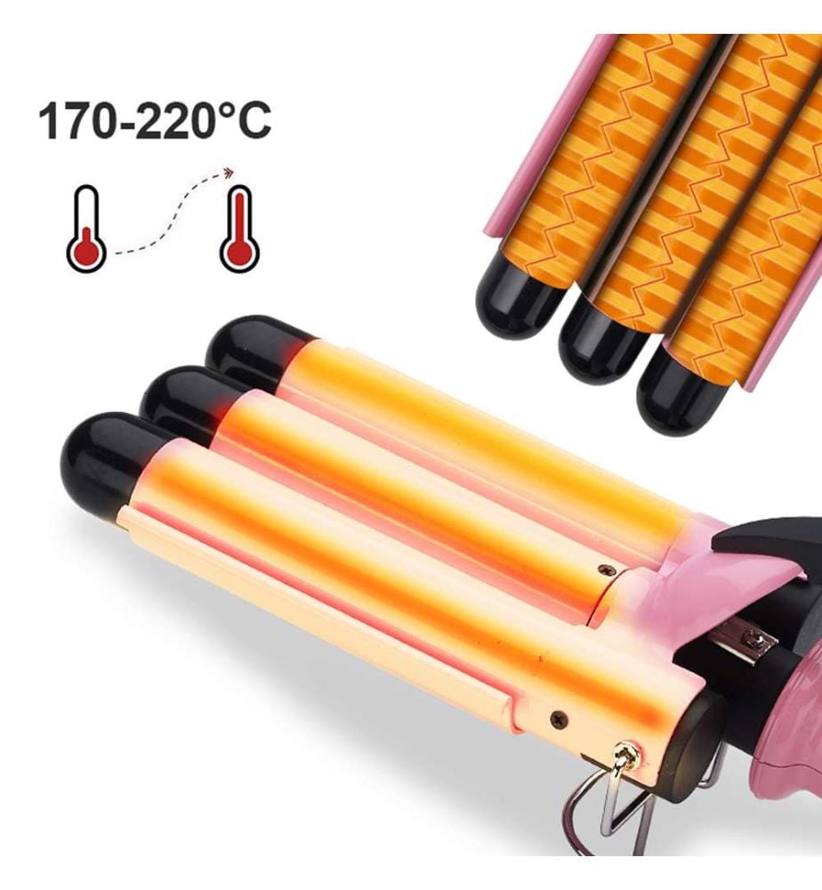 Professionelles Glätteisen – 3 Heizstäbe – 45 W – 170 bis 220 °C – Schwarz