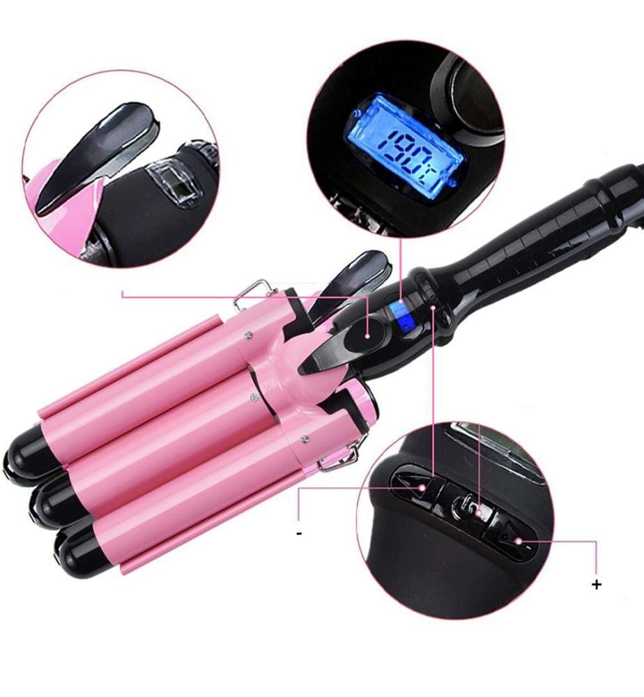 Professionelles Glätteisen – 3 Heizstäbe – 45 W – 170 bis 220 °C – Schwarz
