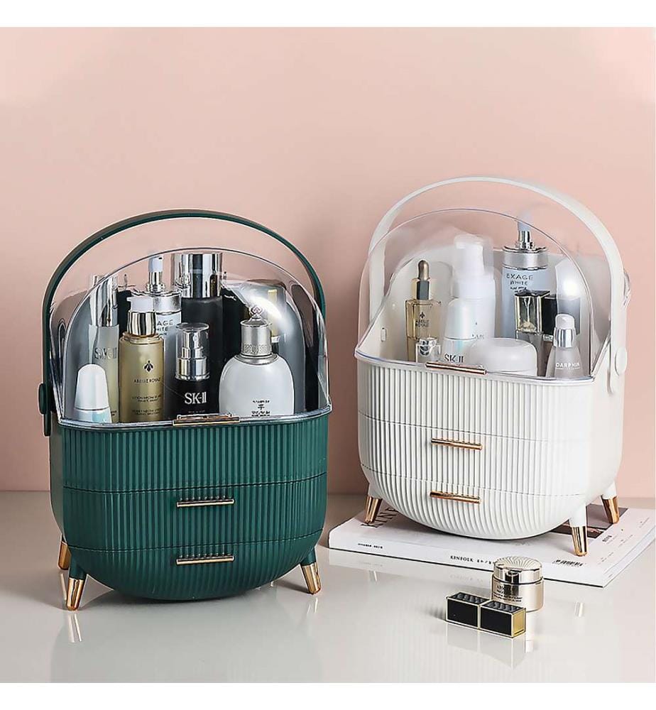 Staub- und wasserdichter Aufbewahrungsbehälter für Make-up und Kosmetik – hochfestes Polystyrol – grün