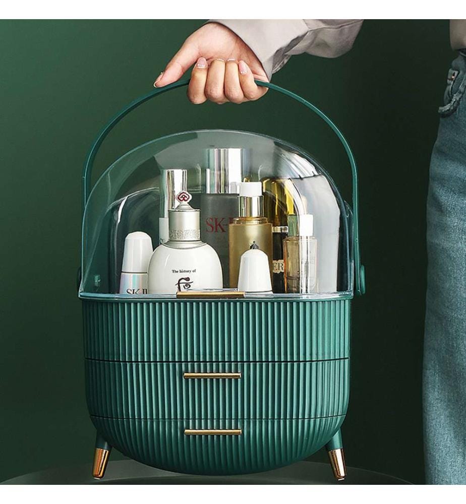 Staub- und wasserdichter Aufbewahrungsbehälter für Make-up und Kosmetik – hochfestes Polystyrol – grün