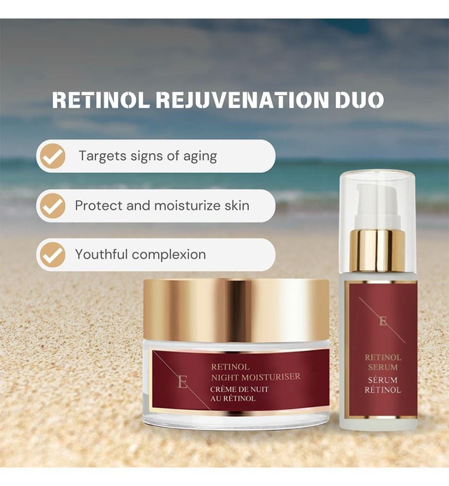 Set of 2 Retinol Skincare Products – 30 ml Serum + 50 ml Night Moisturiser