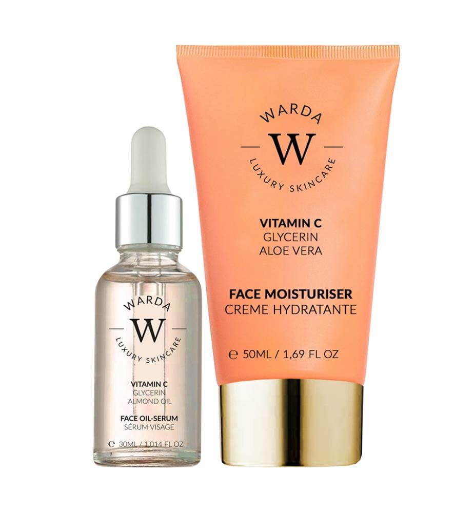 Set bestehend aus einer 50-ml-Feuchtigkeitscreme mit Vitamin C für strahlende Haut und einem 30-ml-Öl-Serum mit Vitamin C für strahlende Haut