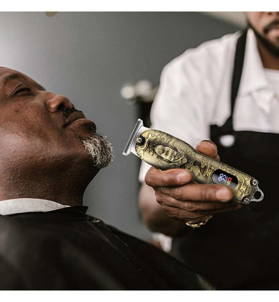 2-in-1-Set aus Haarschneider und Stylinggerät für Haare und Bart – 8 Kämme + 4 Präzisionskämme – Wiederaufladbar – Gold