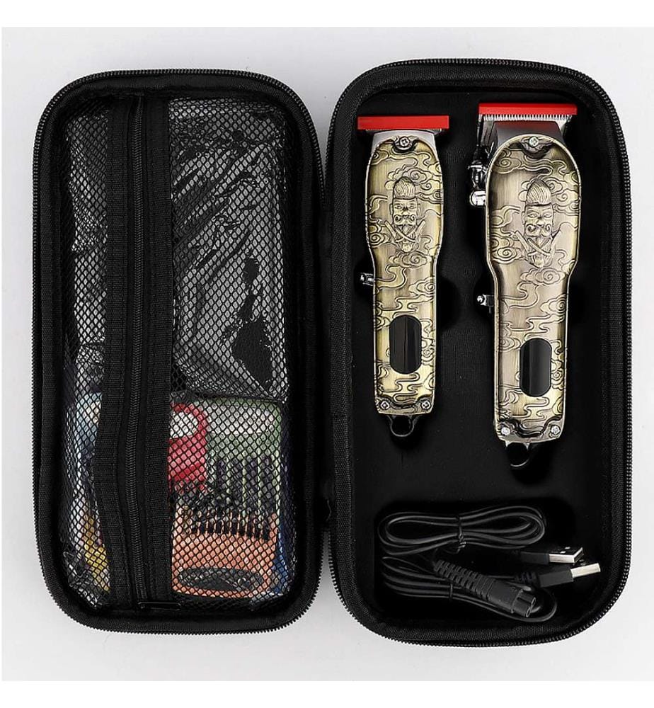 2-in-1-Set aus Haarschneider und Stylinggerät für Haare und Bart – 8 Kämme + 4 Präzisionskämme – Wiederaufladbar – Gold
