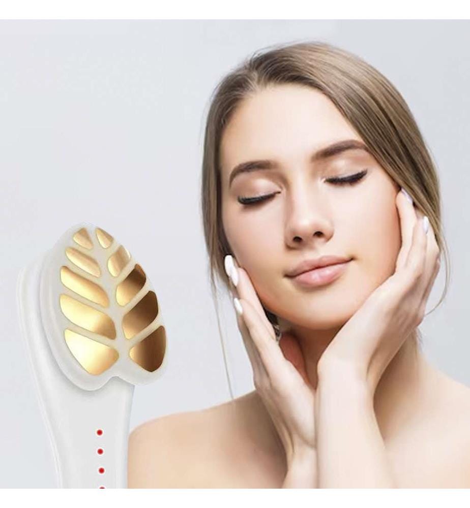 EMS-Gesichtsmassagegerät mit Vibration, Wärme und rotem Licht – Weiss