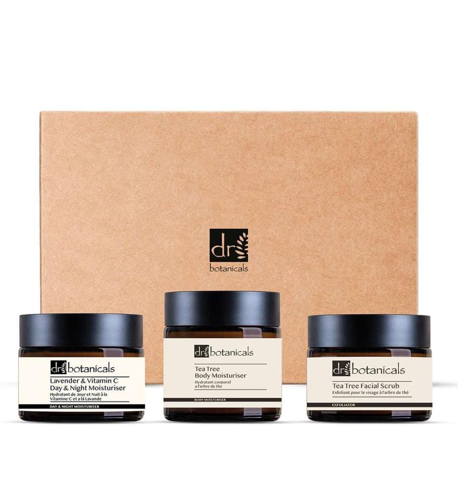 Gesichts- und Körperpflege-Set mit Teebaum, Lavendel und Vitamin C – 60 ml + 60 ml + 120 ml