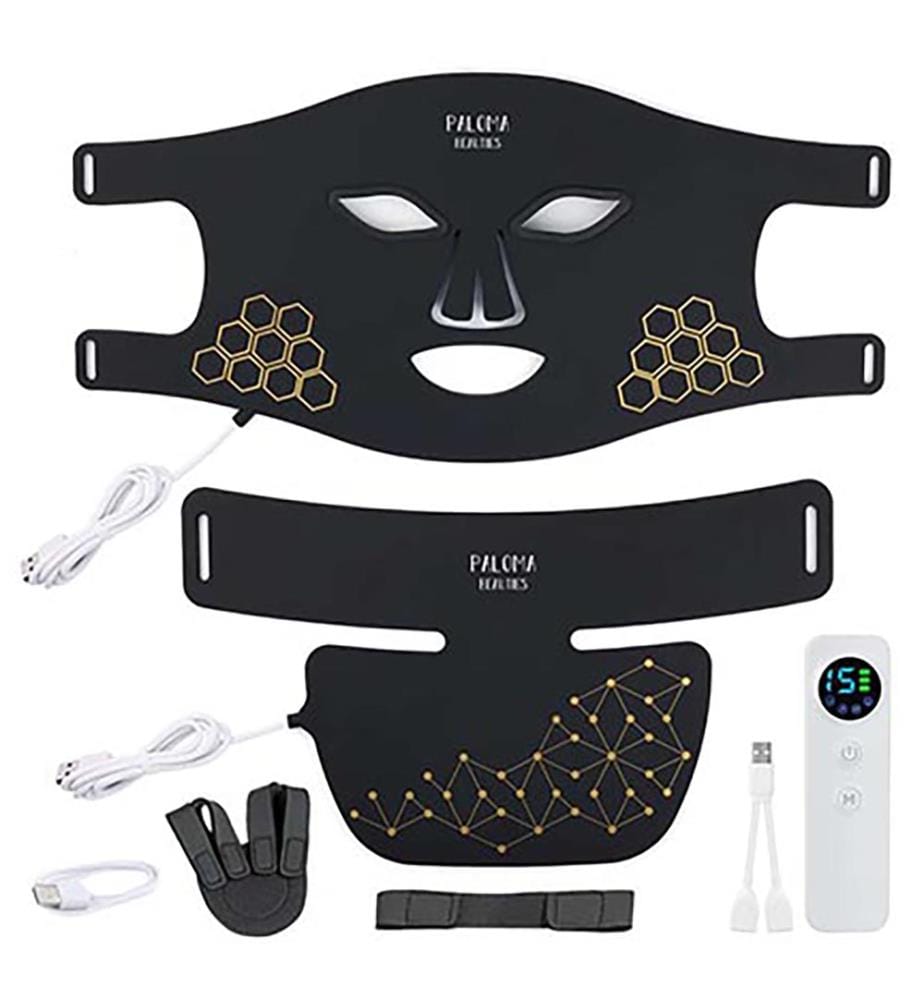 LED-Lichttherapie-Maske für Gesicht und Hals – Schwarz