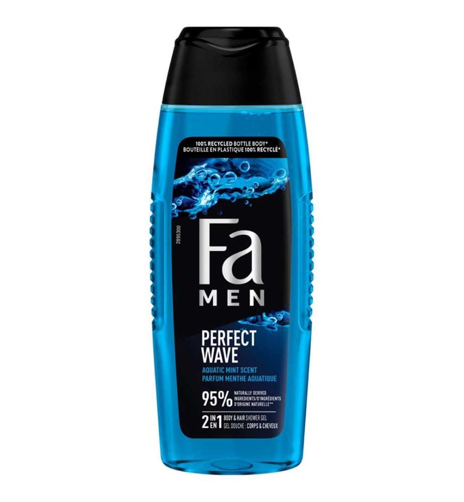 Lot de 12 Gel Douche Men 2 en 1 Corps et Cheveux Perfect Wave Menthe Aquatique - 50ml