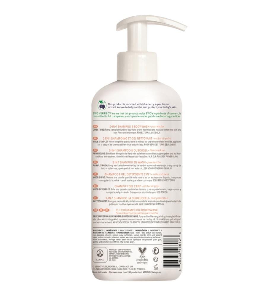 2en1 Shampoing et gel nettoyant nectare de poire BabyLeaves, 473ml