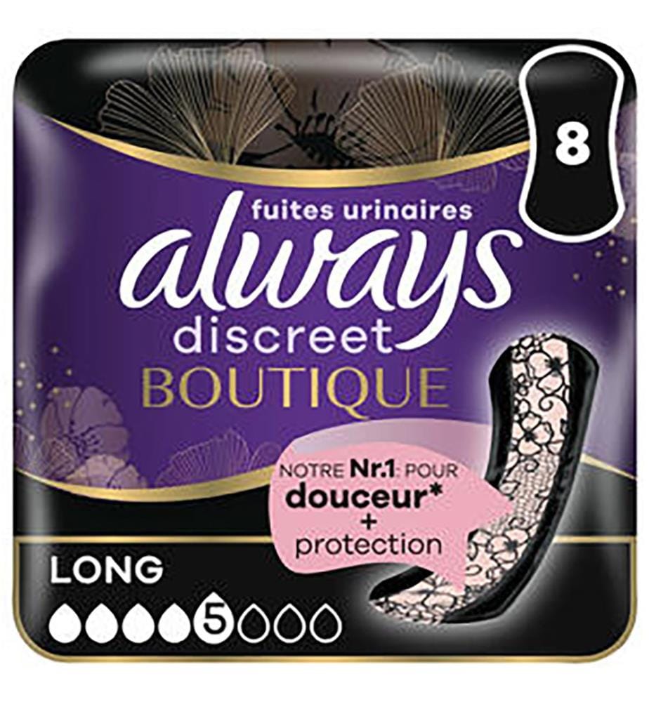 Lot de 6 de 8 Serviettes Hygieniques Discreet Boutique Longues Pour Fuites Urinaires