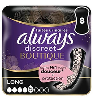 Lot de 6 de 8 Serviettes Hygieniques Discreet Boutique Longues Pour Fuites Urinaires