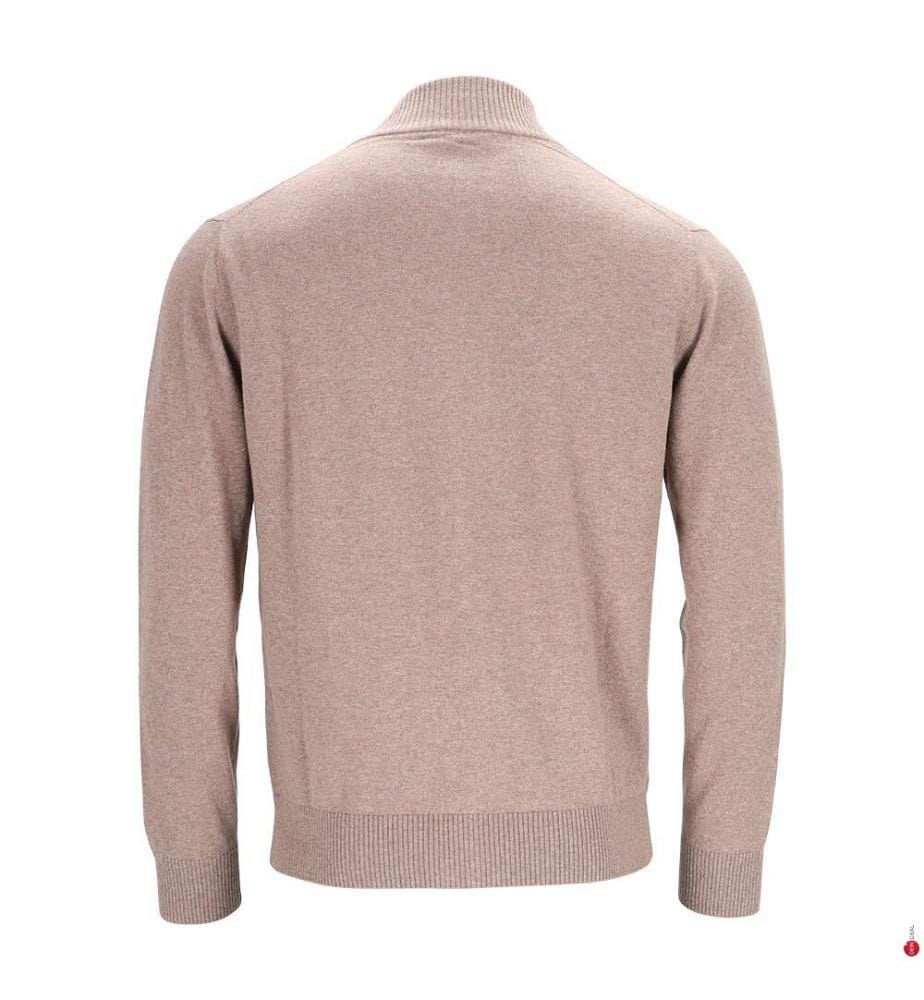 Strickjacke mit Reissverschluss – Naturbeige meliert