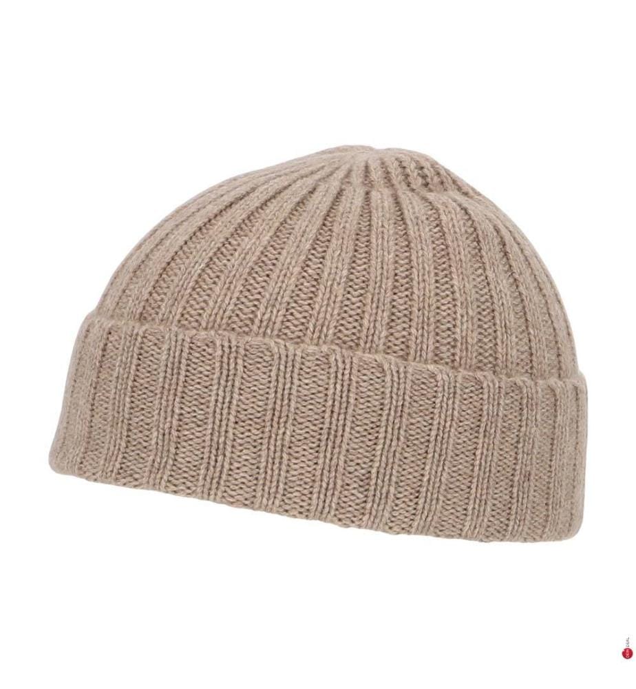Gerippte Mütze – Naturbeige meliert