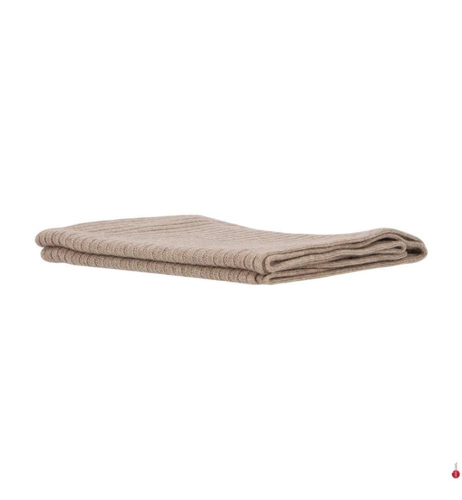 Schal aus englischem Rippenstrick – Naturbeige meliert
