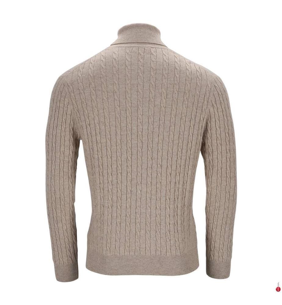 Rollkragenpullover – Naturbeige meliert