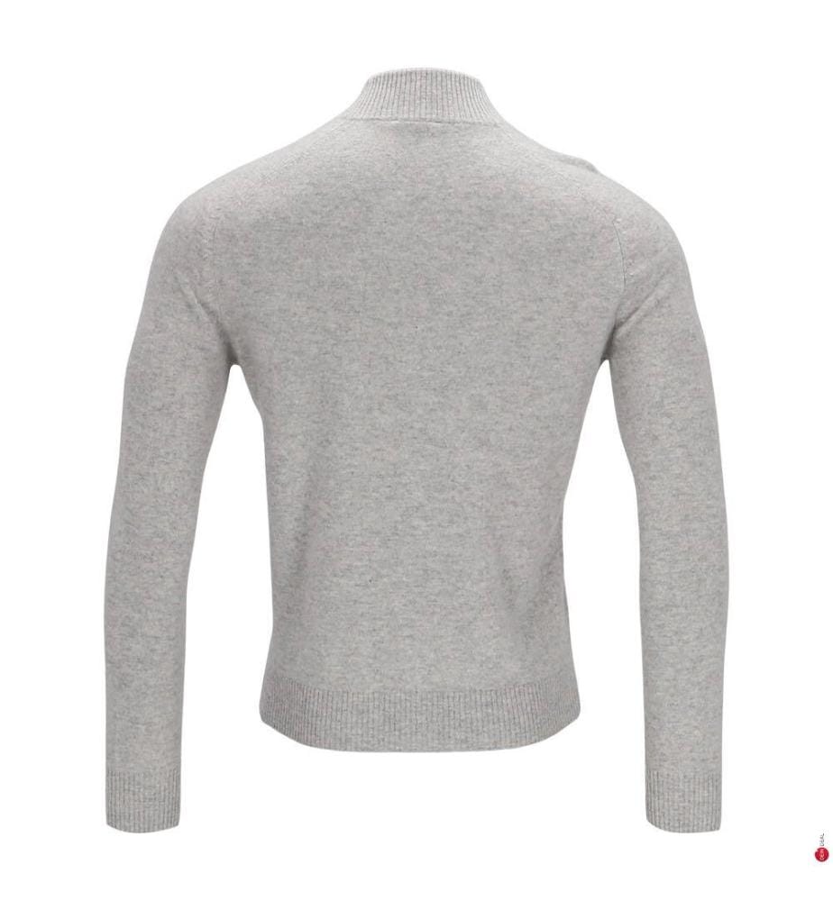 Langärmelige Strickjacke mit Reissverschluss – Creme