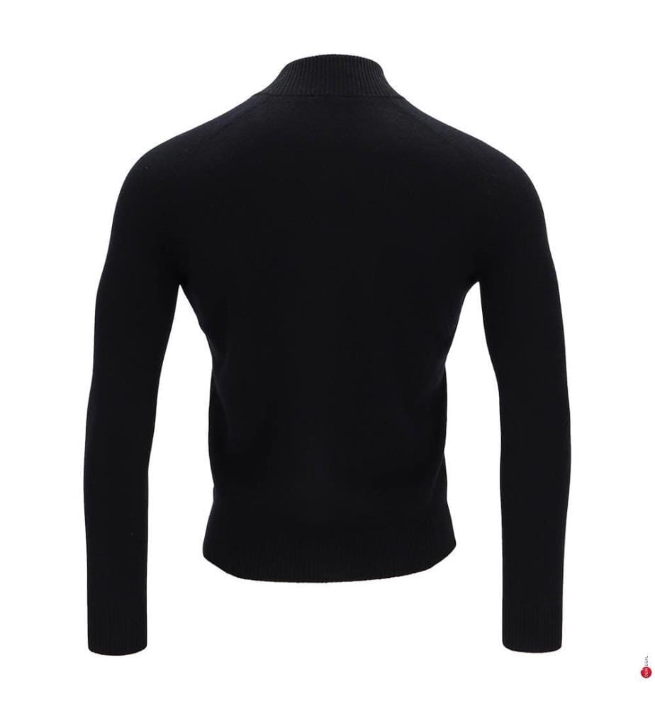 Langärmelige Strickjacke mit Reissverschluss – Schwarz