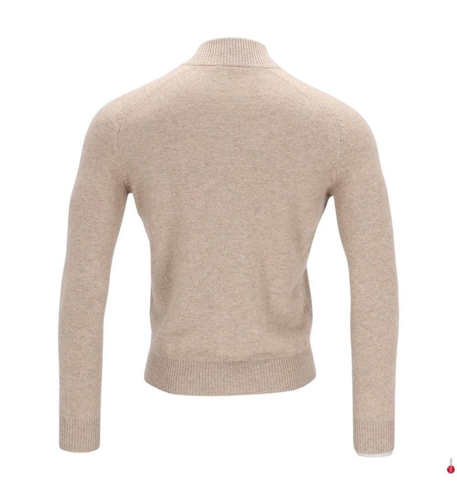 Langärmelige Strickjacke mit Reissverschluss – Beige