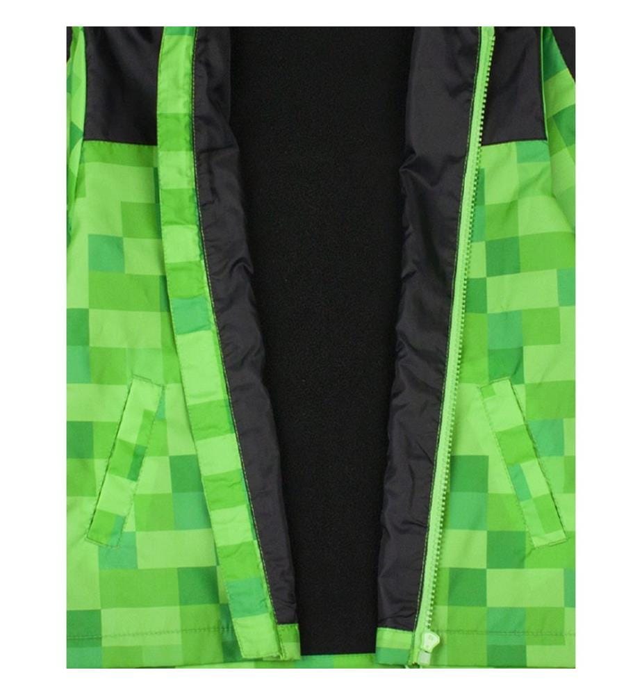 Minecraft Boys Creeper Hooded Waterproof Jacket