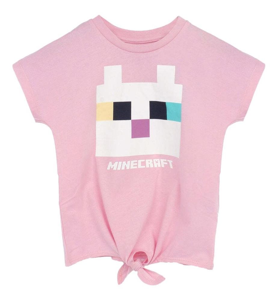 Minecraft Girls Cat Twisted Knot Front T-Shirt