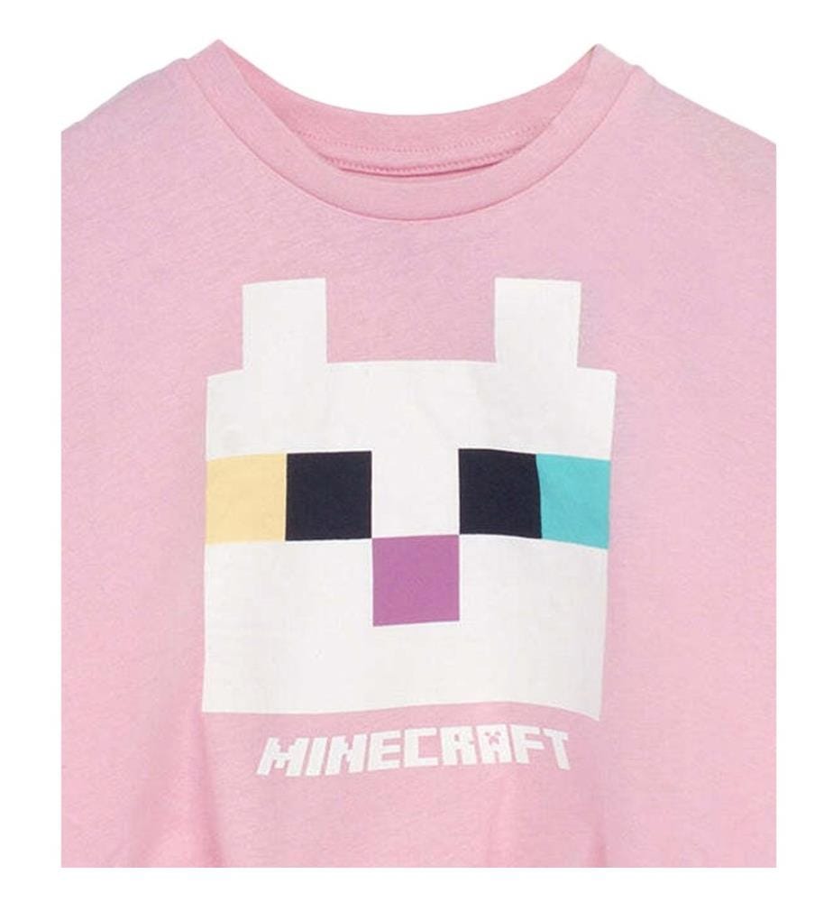 Minecraft Girls Cat Twisted Knot Front T-Shirt