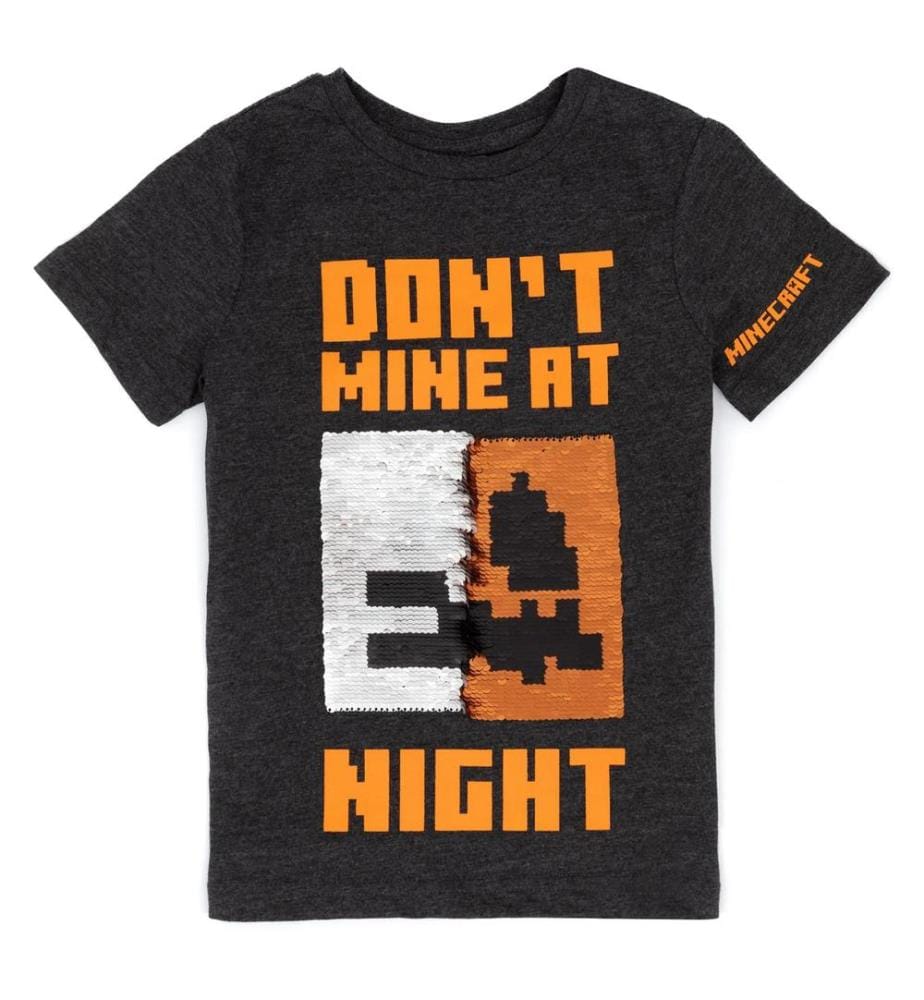Minecraft Childrens/Kids Don´t Mine At Night Sequin Flip T-Shirt