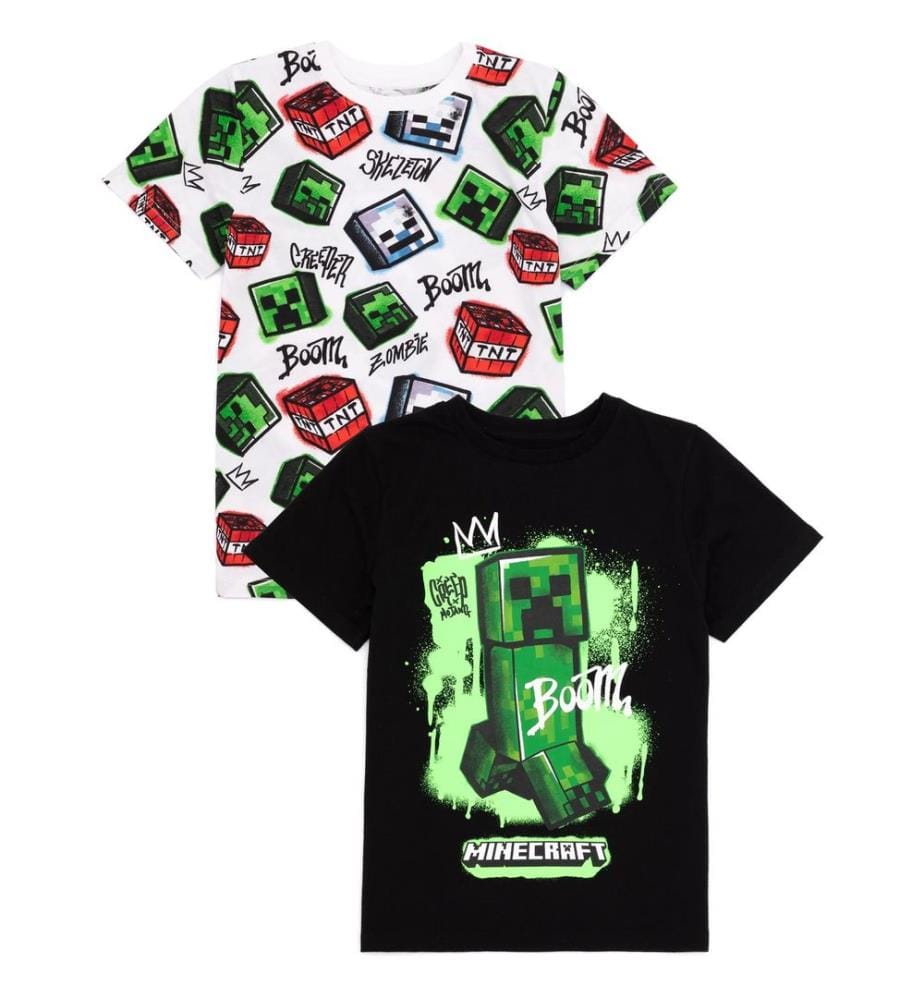 Minecraft Childrens/Kids Creeper T-Shirt (Pack of 2)