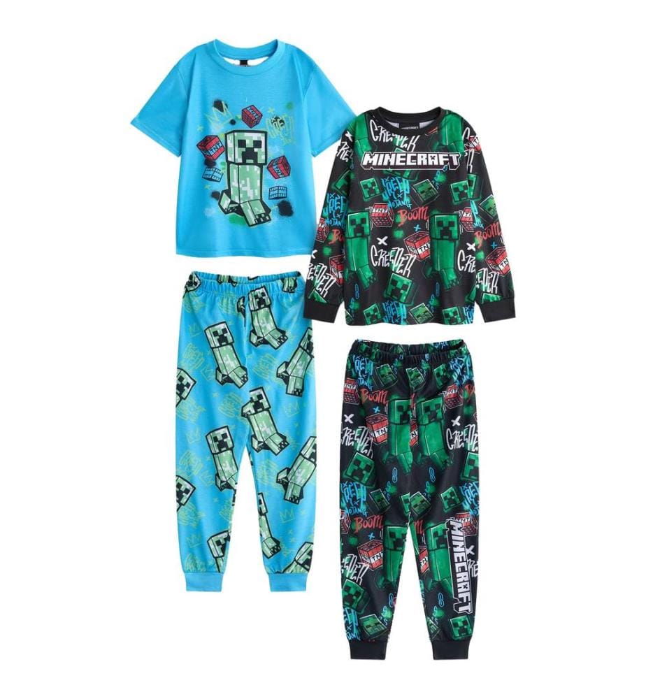 Minecraft Boys Creeper Long Pyjama Set (Pack of 2)