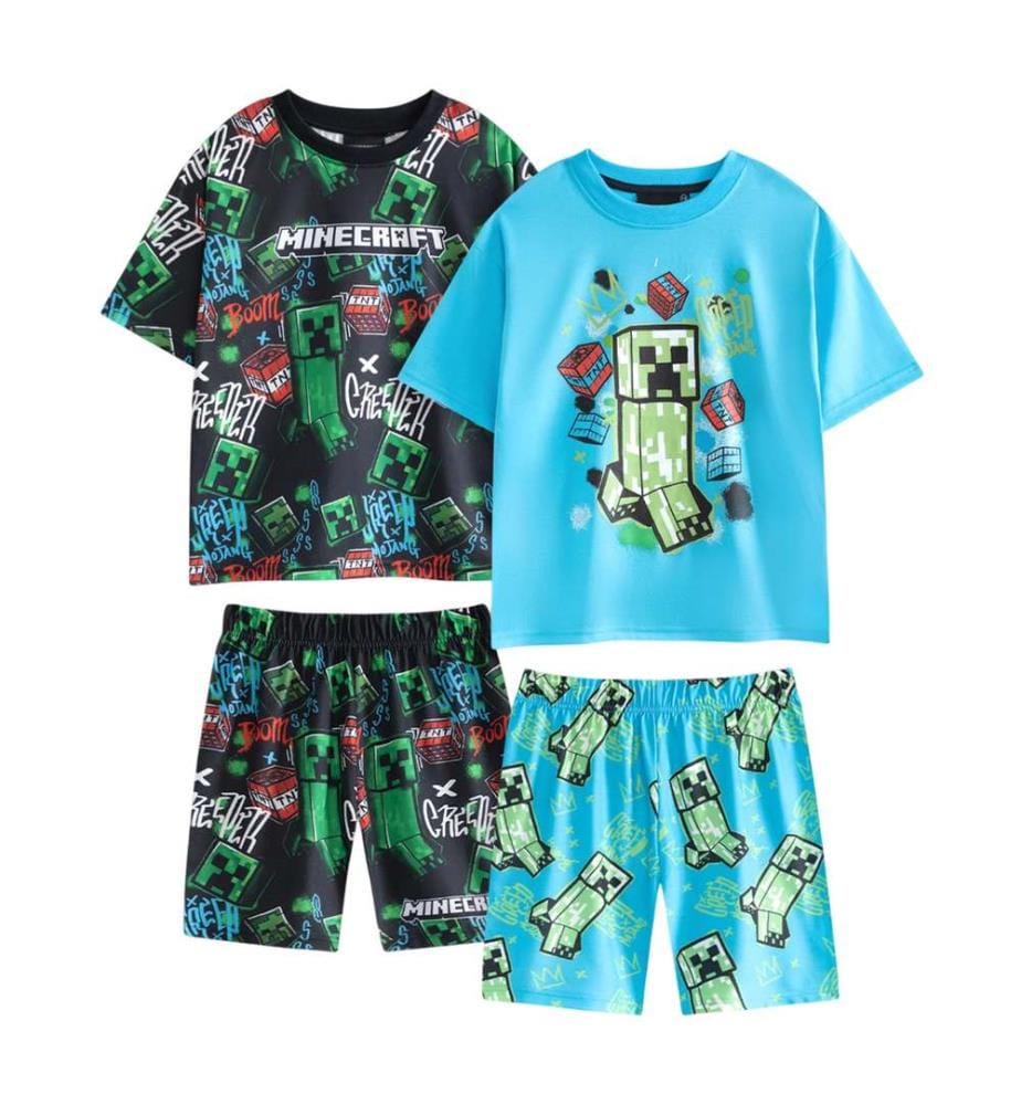 Minecraft Boys Creeper Short-Sleeved Short Pyjama Set (Pack of 2)