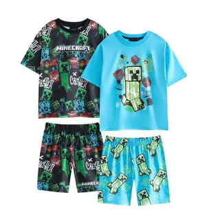 Minecraft Boys Creeper Short-Sleeved Short Pyjama Set (Pack of 2)