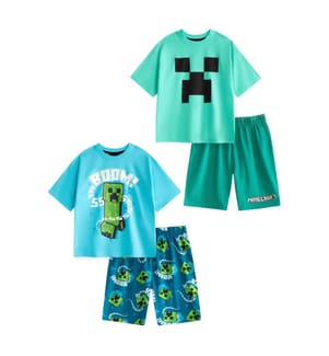 Minecraft Boys Creeper Short-Sleeved Short Pyjama Set (Pack of 2)